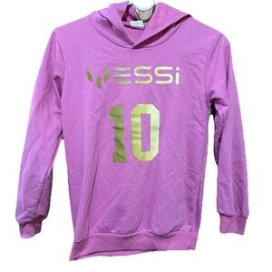 Messi Pink Pullover LightweightSweatshirt Hoodie Kids Large 10-12 EUC